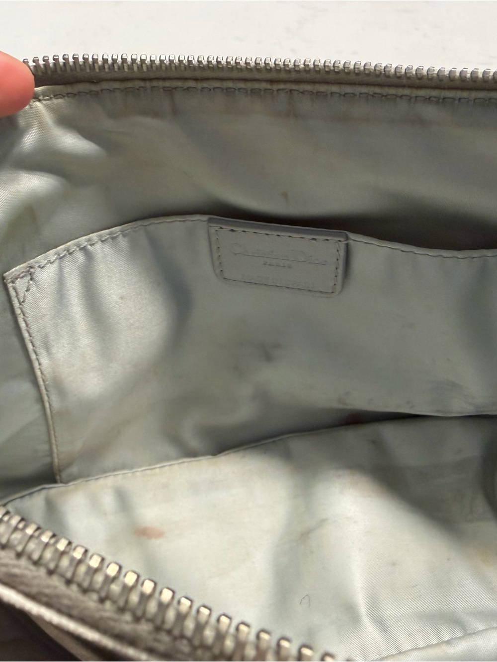 Vintage Dior Gray Monogram Shoulder Bag - Designer Style - Picture 5 of 8